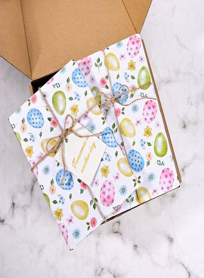 Bolsome 100 Sheets Easter Tissue Paper for Gift Wrapping Colorful Easter Eggs Flowers Printed Tissue Paper for Gift Bags Decorative Tissue for Happy Easter Party DIY Crafts, 20 × 14 Inches - Image 4
